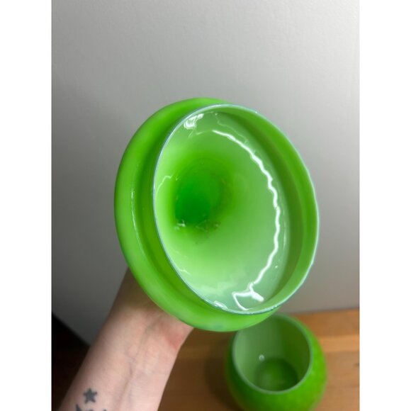 Empoli Large Vintage green Apothecary Jar Italian Art Glass Midcentury - Picture 6 of 9